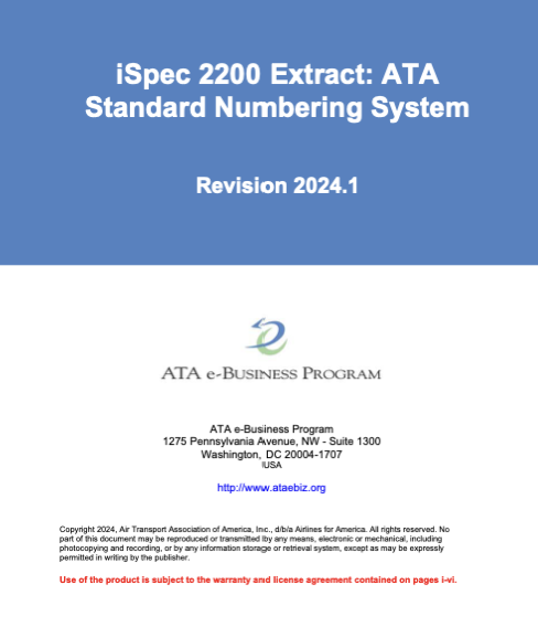 ATA iSpec 2200 Extract-2024 ATA Standard Numbering System
